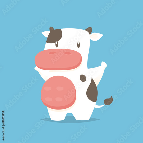 Cute cow cartoon character vector