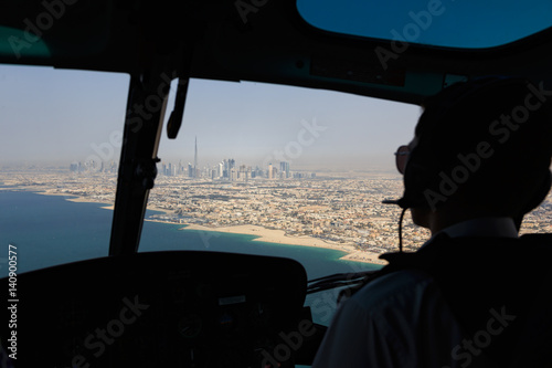 Flying on a Helixopter in Dubai