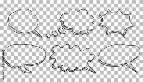 Speech bubbles icon set. Hand drawn vector illustration on isolated background.