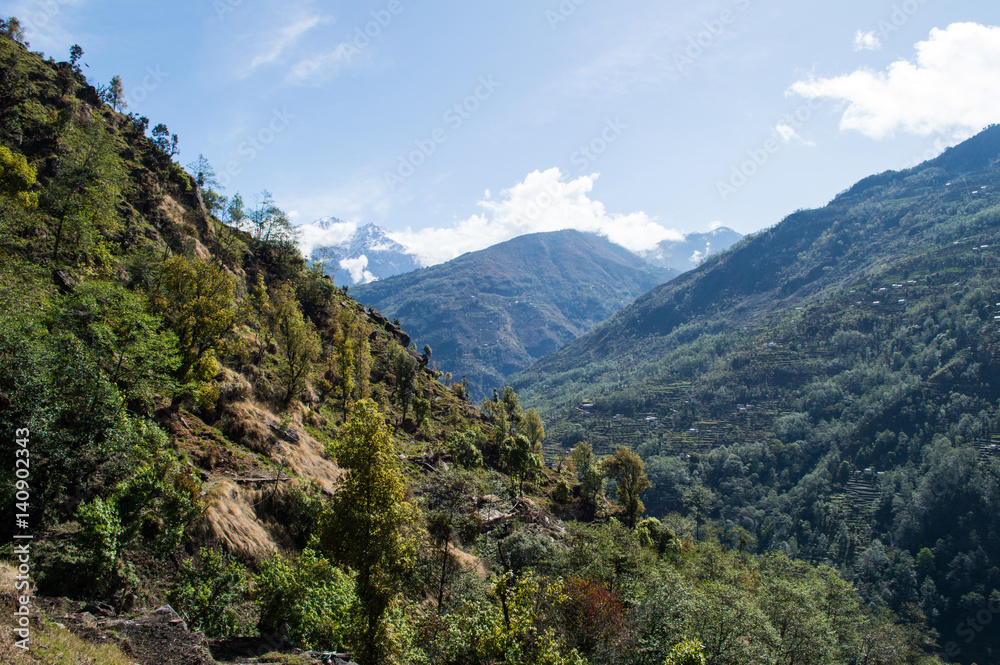 Hiking Trail, Everest Base Camp Trek in the Nepalese Himalayas Between Jiri and Lukla