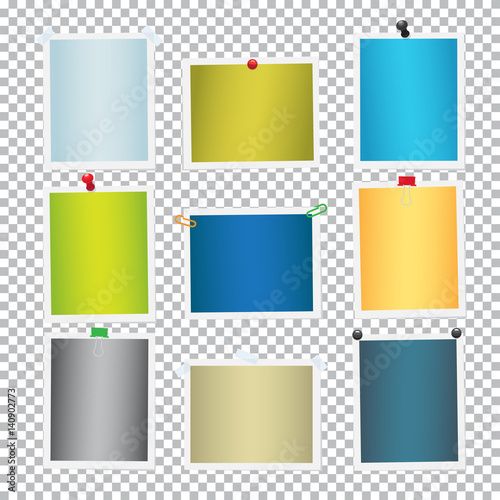 Colorful Frames for Pictures with Pins Vector Set