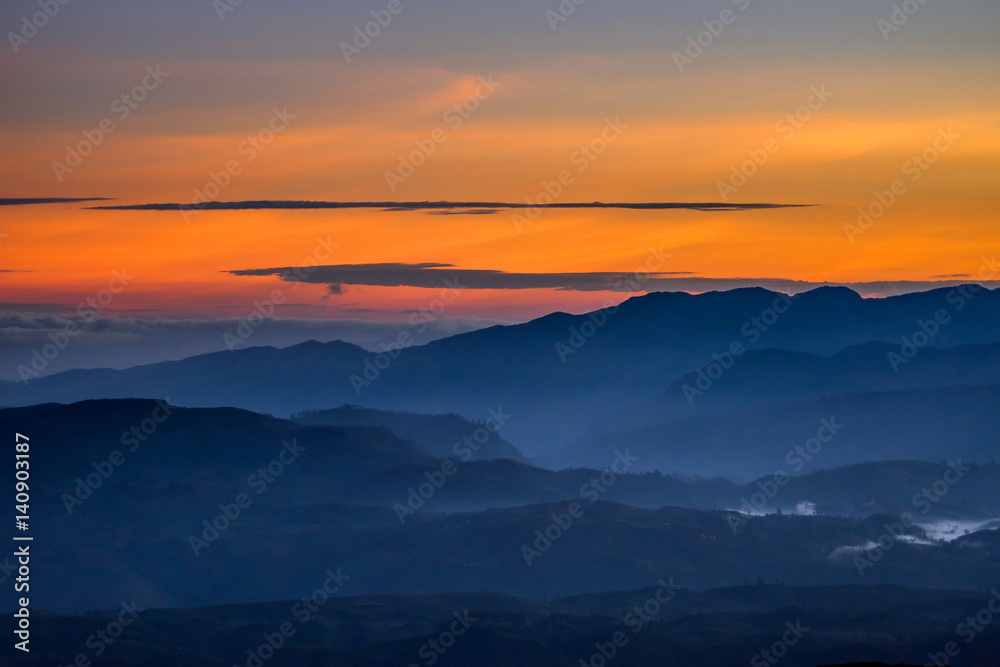 Clouds over the valley on early morning before sunrise from Sri Pada (Adam's Peak), Sri Lanka. Clouds over the valley on early morning before sunrise from Sri Pada (Adam's Peak), Sri Lanka.