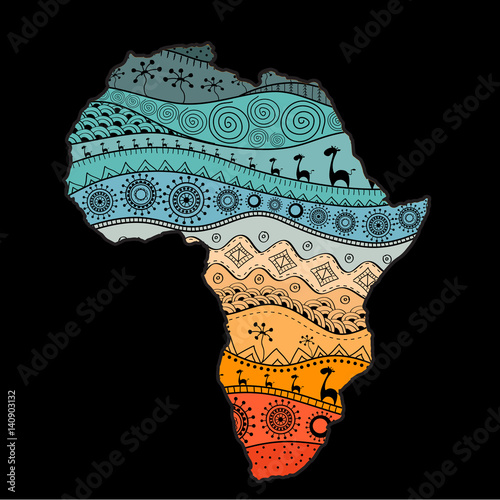 Fototapeta Textured vector map of Africa