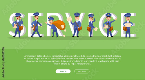 Parcel Conceptual Web Banner with Cartoon Postman
