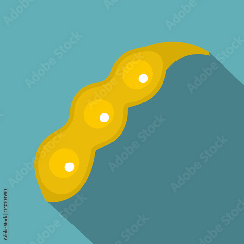 Dried soy pod icon, flat style