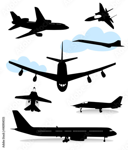 Collection of silhouettes of various planes