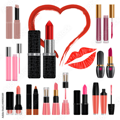 Lipstick mockup set kiss, realistic style