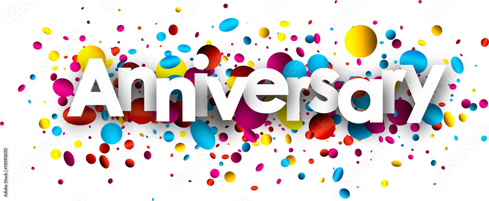 Fototapeta premium Anniversary background with colorful confetti.