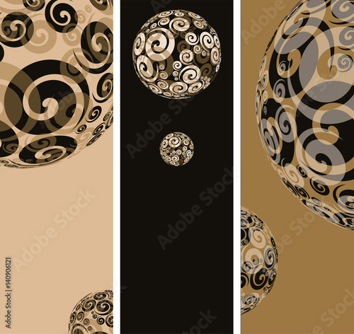 Spiral balls bookmarks in gold and black