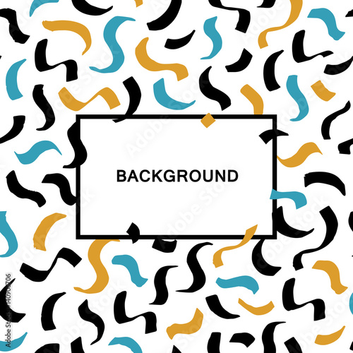 Vector abstract background with black, yellow and blue brush strokes and copy space for text.
