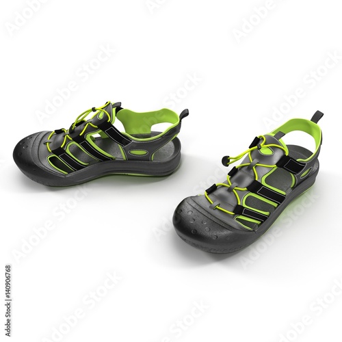 Summer green sneakers isolated on white. 3D illustration