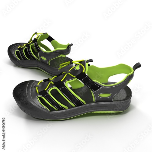 Summer green sneakers isolated on white. 3D illustration