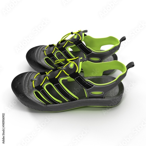 Pair of sport sandals isolated on white. 3D illustration