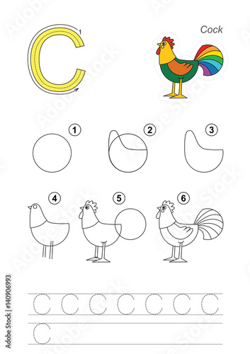 Drawing tutorial. Game for letter.