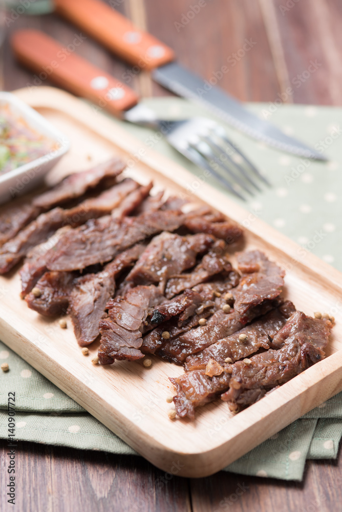 Grilled Beef with tasty sauce,thai food Grilled Beef with tasty sauce,thai food