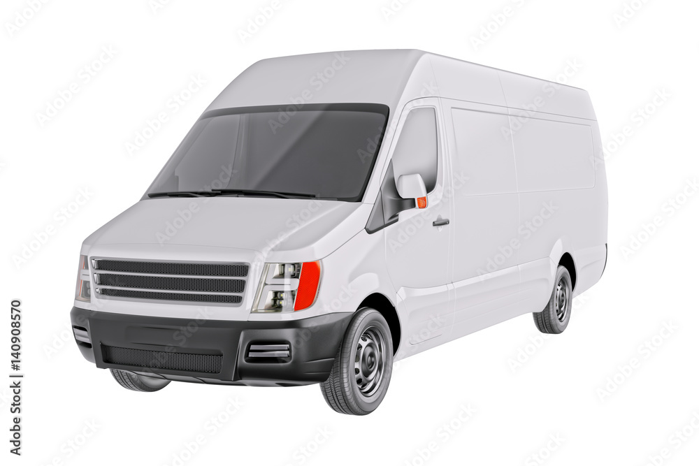 Commercial Brandless Van Isolated on White 3d Illustration