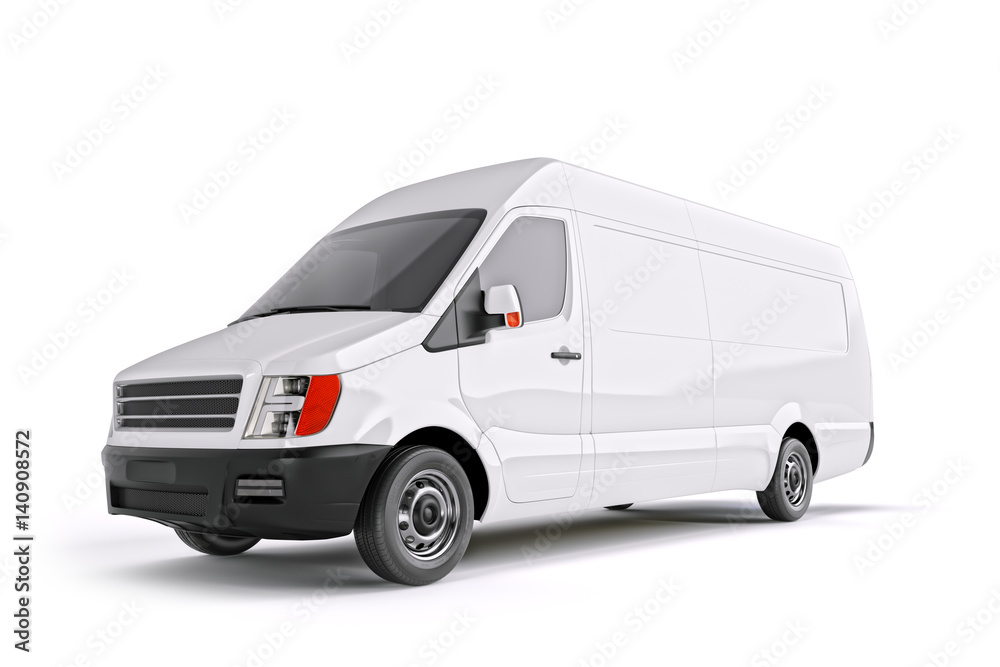 Commercial Van Isolated on White with Shadow 3d Illustration