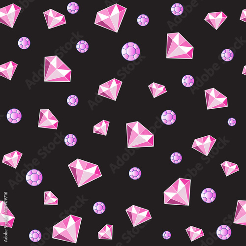 pink diamonds seamless pattern on the black background