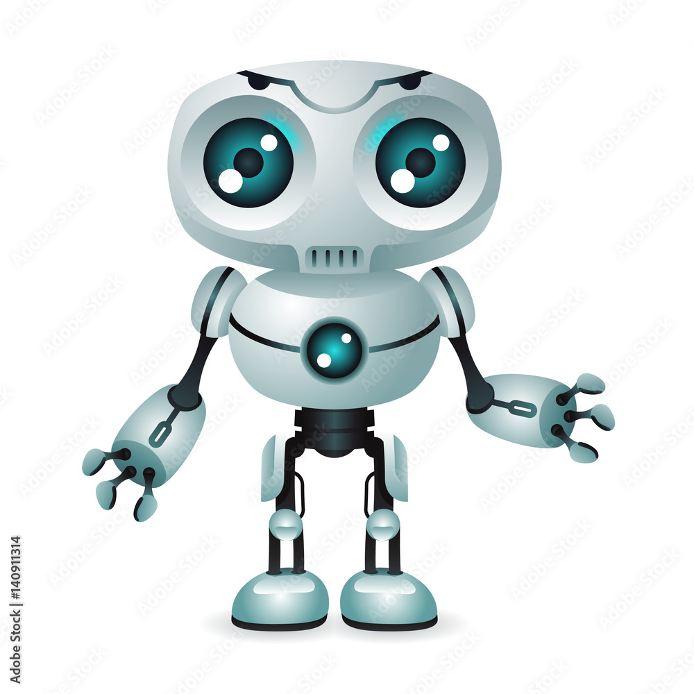 Innovation technology science fiction future cute little 3d robot design vector illustration Innovation technology science fiction future cute little 3d robot design vector illustration