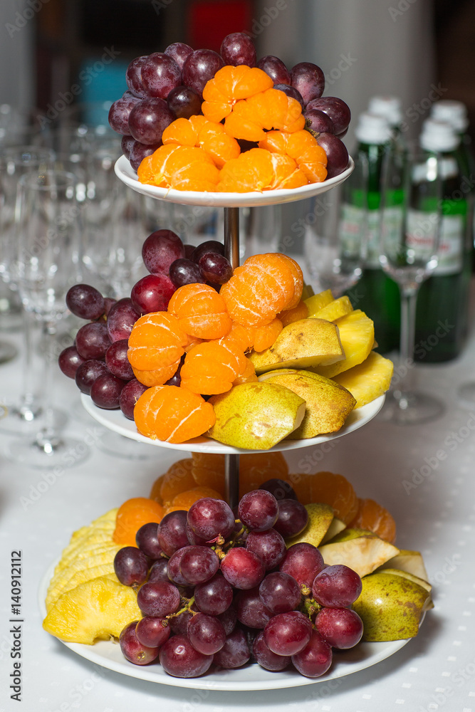 plate with fresh mixed fruits