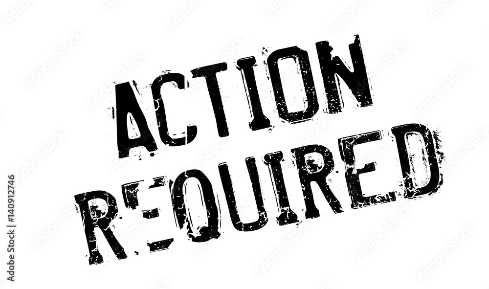 Action Required rubber stamp. Grunge design with dust scratches. Effects can be easily removed for a clean, crisp look. Color is easily changed.