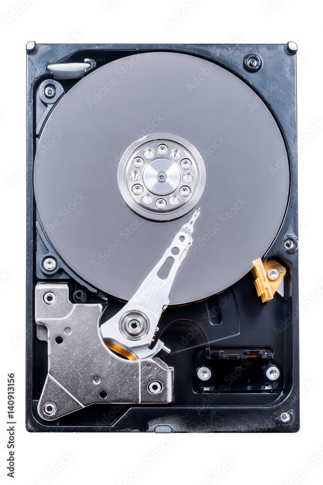 Open hard disc drive Isolated on white background. Open hard disc drive Isolated on white background.
