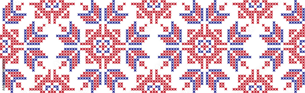 Embroidered cross-national pattern
Embroidered cross-national pattern