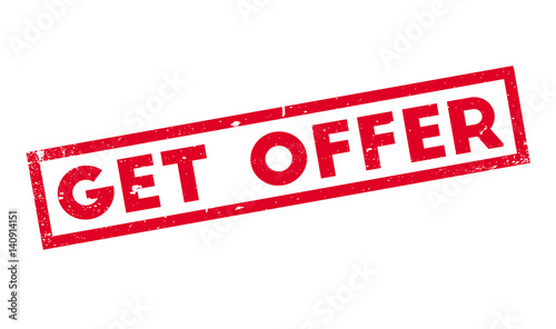 Get Offer rubber stamp. Grunge design with dust scratches. Effects can be easily removed for a clean, crisp look. Color is easily changed.
