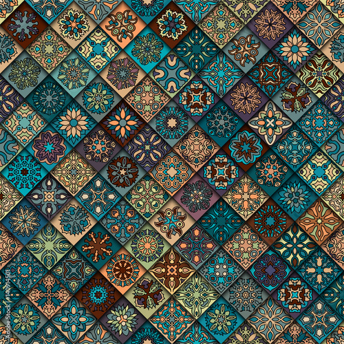 Wallpaper Mural Seamless pattern. Vintage decorative elements. Hand drawn background. Islam, Arabic, Indian, ottoman motifs. Perfect for printing on fabric or paper. Torontodigital.ca