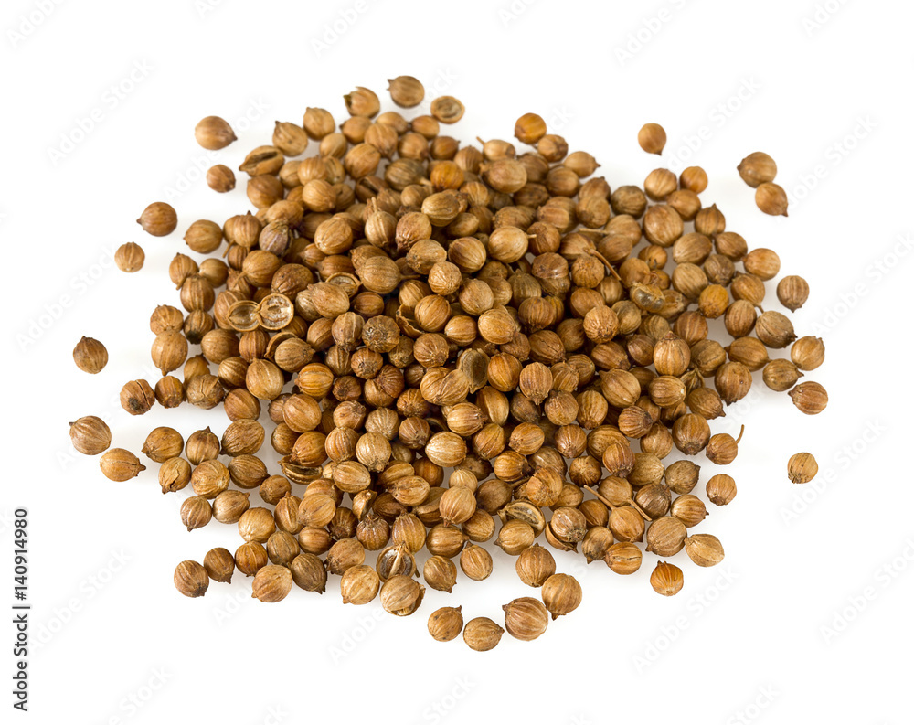 Coriander (cilantro seeds) isolated on white Coriander (cilantro seeds) isolated on white
