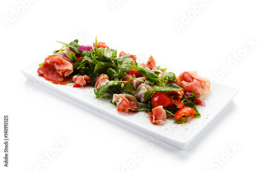 Salad with smoked ham