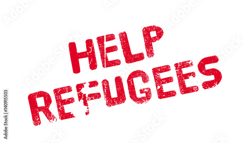 Help Refugees rubber stamp. Grunge design with dust scratches. Effects can be easily removed for a clean, crisp look. Color is easily changed.