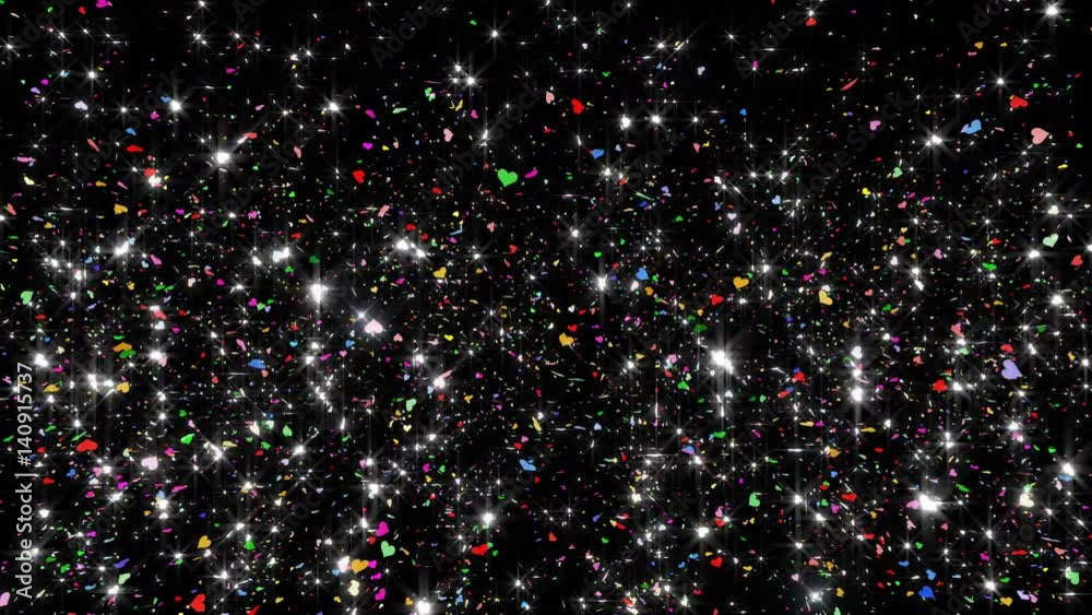 Colorful confetti Heart particles.