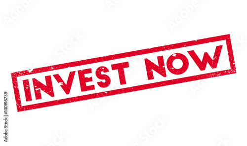 Invest Now rubber stamp. Grunge design with dust scratches. Effects can be easily removed for a clean, crisp look. Color is easily changed.
