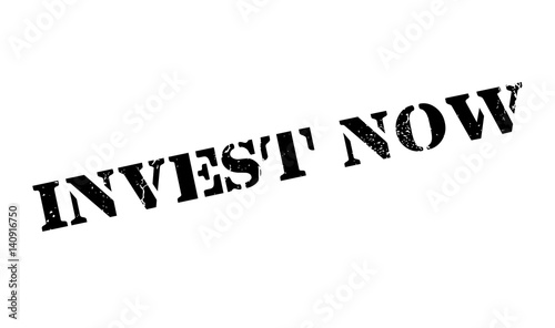 Invest Now rubber stamp. Grunge design with dust scratches. Effects can be easily removed for a clean, crisp look. Color is easily changed.