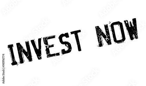Invest Now rubber stamp. Grunge design with dust scratches. Effects can be easily removed for a clean, crisp look. Color is easily changed.