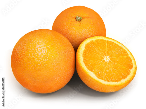 Three Orange on white background