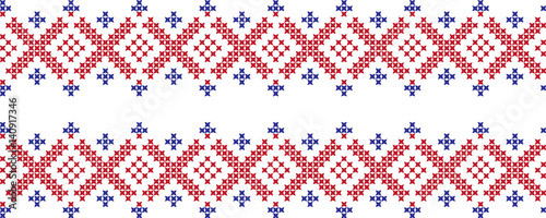 Schilderij op canvas Embroidered cross-national pattern