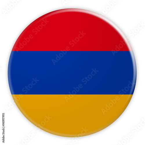 Armenia Flag Button, News Concept Badge, 3d illustration on white background