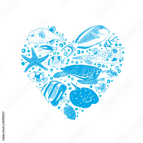 Heart of sea and ocean inhabitants.