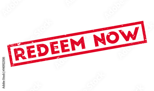 Redeem Now rubber stamp. Grunge design with dust scratches. Effects can be easily removed for a clean, crisp look. Color is easily changed.