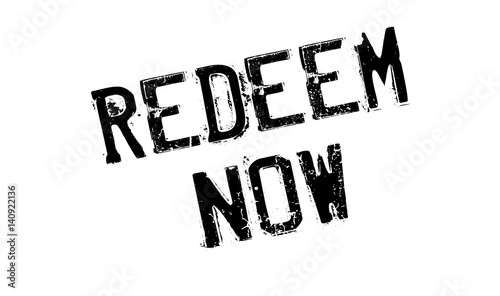Redeem Now rubber stamp. Grunge design with dust scratches. Effects can be easily removed for a clean, crisp look. Color is easily changed.