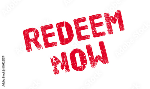 Redeem Now rubber stamp. Grunge design with dust scratches. Effects can be easily removed for a clean, crisp look. Color is easily changed.