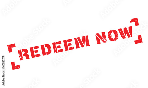 Redeem Now rubber stamp. Grunge design with dust scratches. Effects can be easily removed for a clean, crisp look. Color is easily changed.
