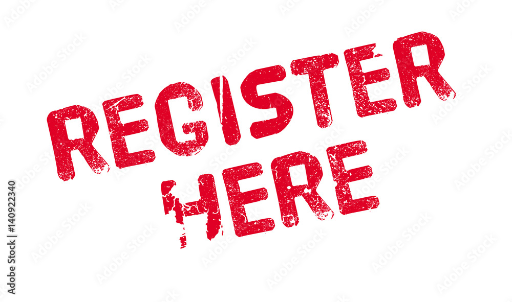 Register Here rubber stamp. Grunge design with dust scratches. Effects can be easily removed for a clean, crisp look. Color is easily changed. Register Here rubber stamp. Grunge design with dust scratches. Effects can be easily removed for a clean, crisp look. Color is easily changed.