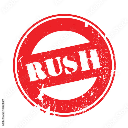 Rush rubber stamp. Grunge design with dust scratches. Effects can be easily removed for a clean, crisp look. Color is easily changed.