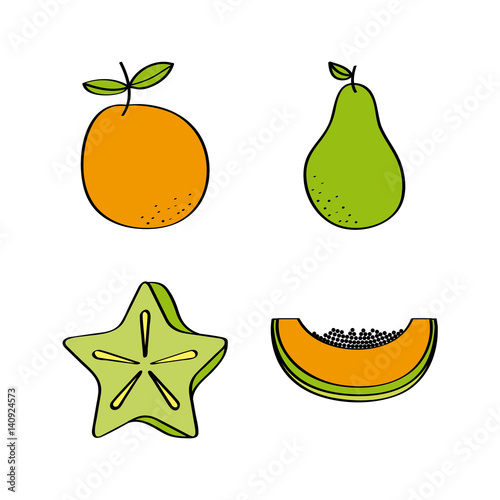 healthy fruits icon set over white background. vector illustration