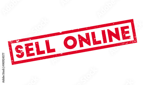 Sell Online rubber stamp. Grunge design with dust scratches. Effects can be easily removed for a clean, crisp look. Color is easily changed.