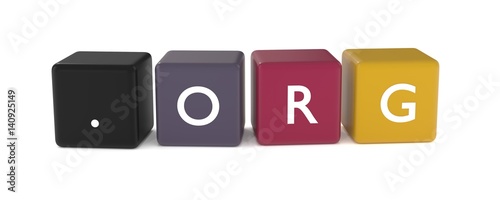 3d illustration of ORG domain word or icon from colored cubes