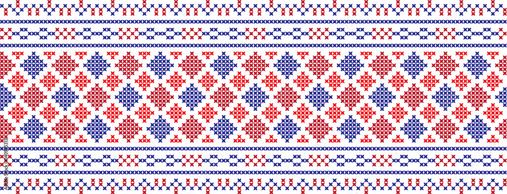 Embroidered cross-national pattern Embroidered cross-national pattern